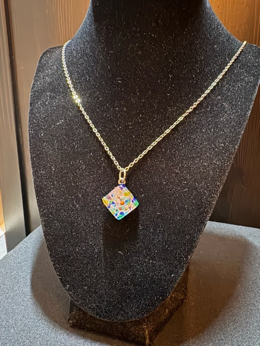 Murano Glass Pendant with Silver Toned Chain